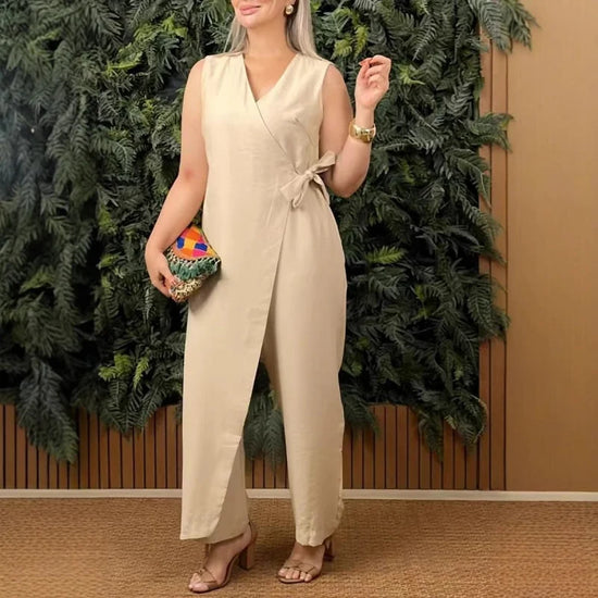 Clara™ | Mono Casual de Verano con Escote en V y Lazo Ajustable